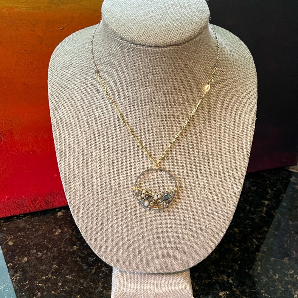 Lucky Brand Double Chain Sea Glass Pendant Necklace